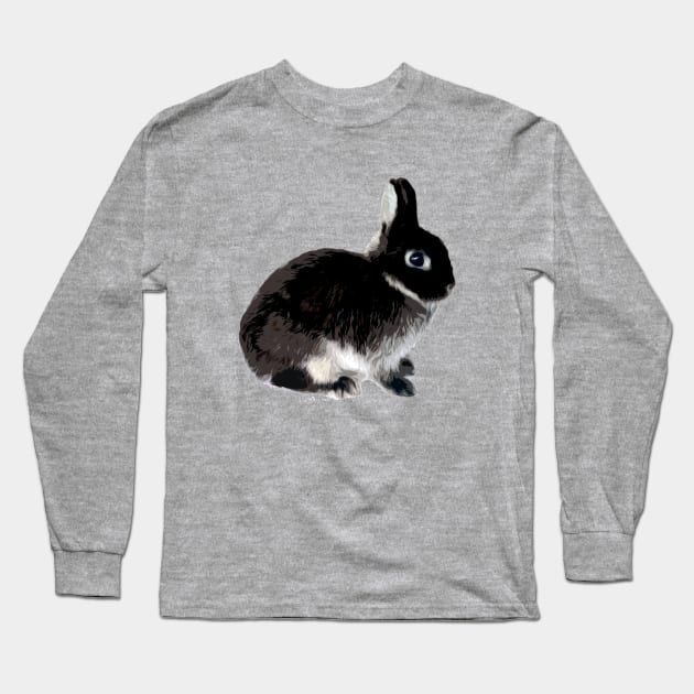 Black Otter Netherland Dwarf Rabbit Long Sleeve T-Shirt by wigobun